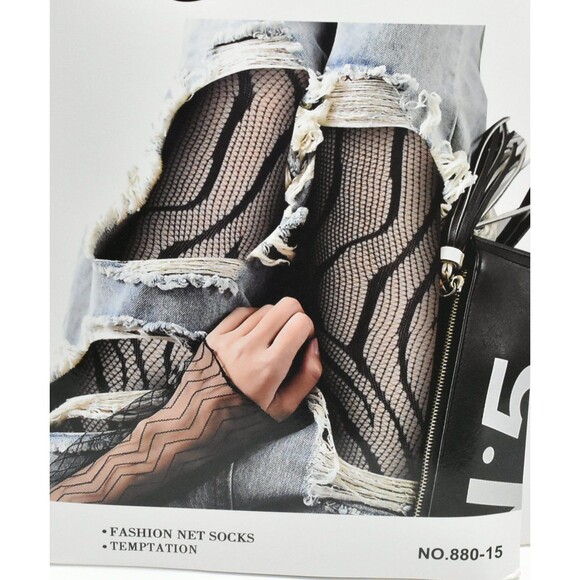 Ladies Fishnet Tights Socks - Black Fishnet Pantyhose Clothing Hosiery Tights - Picture 2 of 5